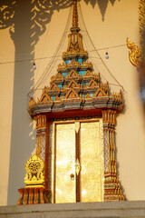 The entrance to the Thai temple is beautifully decorated.
