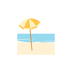Obraz premium beach umbrella parasol summer holiday sea ocean vacation emoji symbol sign icon vector illustration isolated flat