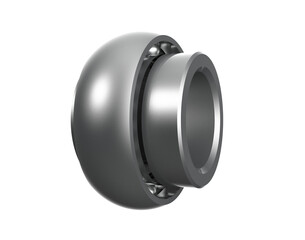 High-Resolution Cylindrical OD Wide Inner Ring Insert Bearing: Precision Chrome Steel Ball Bearing Component for Heavy Industrial Machinery and Power Transmission Systems, Isolated PNG 3D Render Asset