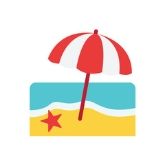 Obraz premium beach umbrella parasol summer holiday sea ocean vacation emoji symbol sign icon vector illustration isolated flat