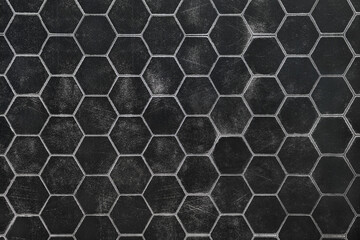 Detailed black hexagonal pattern with texture creates a modern design for various decorative uses