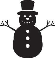 Simple black silhouette of a snowman wearing a top hat