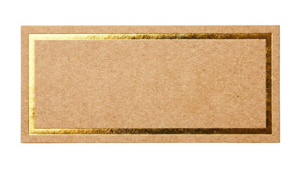 Fototapeta premium Rectangular kraft paper label with metallic gold border 