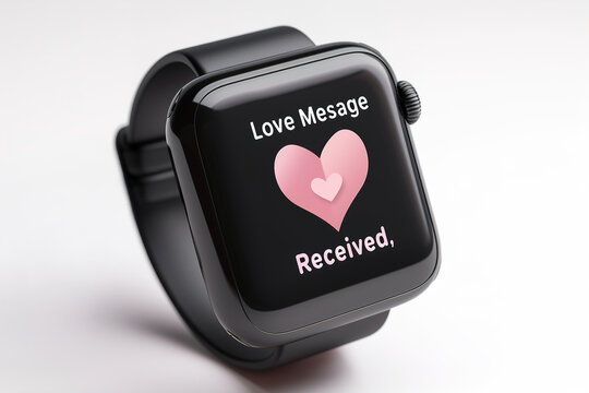 A smartwatch displays a love message with a heart symbol. This modern device showcases the importance of digital communication in expressing feelings - Powered by Adobe