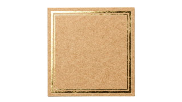 Vertical rectangular kraft paper label with shiny gold border  - Powered by Adobe