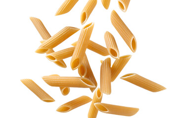 Penne Pasta Falling Isolated on Transparent Background
