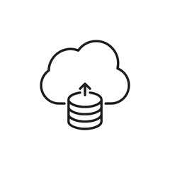 Cloud Database Icon | Data Sync Upload | Secure Backup Line Art Vector