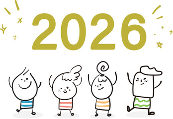2026 party time illustration of  decoration your day, doodle sticker.