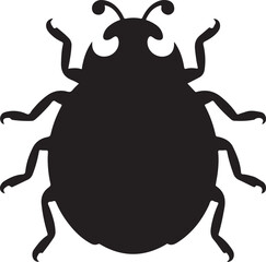 Black silhouette of a ladybug insect on a white background silhouette