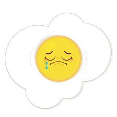 egg fried crying face cartoon cute