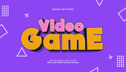 Video Game Editable Text Effect in Cartoon Style with Pop Art and Retro 3D Typography on Purple Background