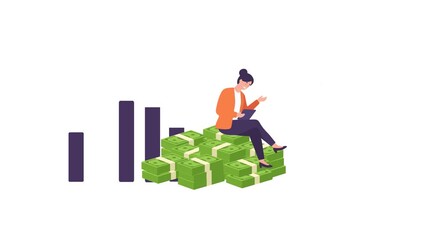 Businesswoman achieves financial growth using technology