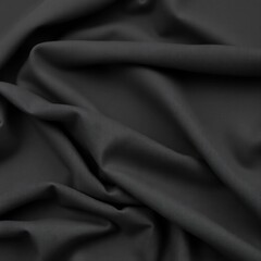 Charcoal Gray Wool Fabric Texture with Structured Drapes and Matte Finish Background Material
