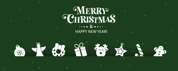 Cute Christmas ions on a red background. Christmas background, banner ,or card