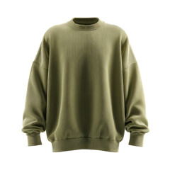 Olive green knit sweatshirt, crew neck, oversized fit, detailed texture