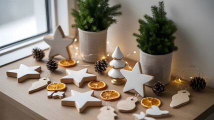 Cozy Christmas Table Decor with Stars and Cookies