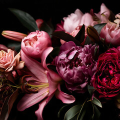Luxurious Floral Arrangement in Deep Hues