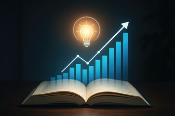 Book knowledge to success with bright idea and growth chart insights