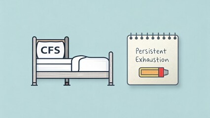 Minimalist illustration of a bed representing CFS and exhaustion