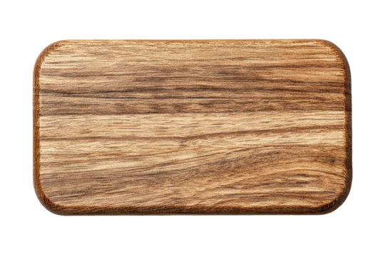 Wooden rectangular board with rounded edges, close-up on its texture