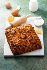 Traditional sweet pie with lemon filling