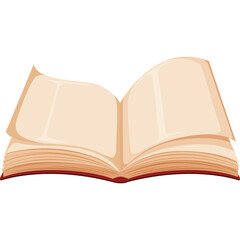 Open Blank Book With Light Brown Pages and Orange Cover on Transparent Background Ready for Text