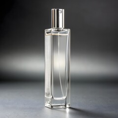 High-End Slim Clear Perfume Bottle on Neutral Grey