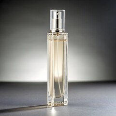 High-End Slim Clear Perfume Bottle on Neutral Grey
