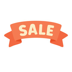 Bright sale ribbon illustration in warm flat style, perfect for announcements, discounts, and promotional designs.
