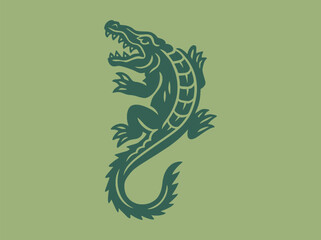 Crocodile in vintage  style flat illustration vector