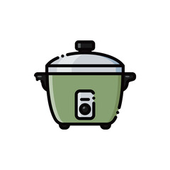 A classic Tatung rice cooker in green, Taiwan’s kitchen icon. Perfect for home or daily life designs. Editable & scalable.