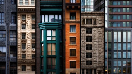 Fototapeta premium Diverse Architectural Styles of Modern City Buildings Facades
