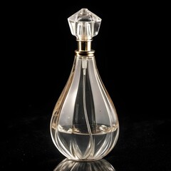 Elegant Clear Teardrop Perfume Bottle on Pure Black