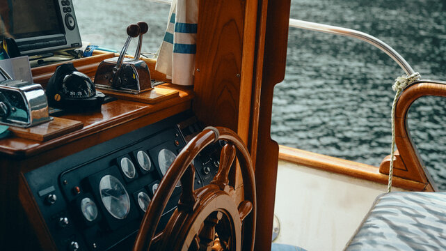 old sailboat steering wheel