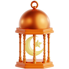 Obraz premium Ramadan Lantern with a Tiny Crescent and Star Inside