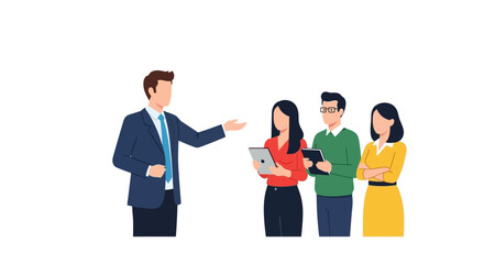 Business team meeting with a leader presenting ideas and concepts.