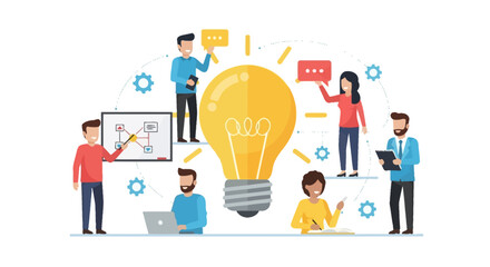 Team Collaboration and Idea Generation Around a Large Light Bulb.