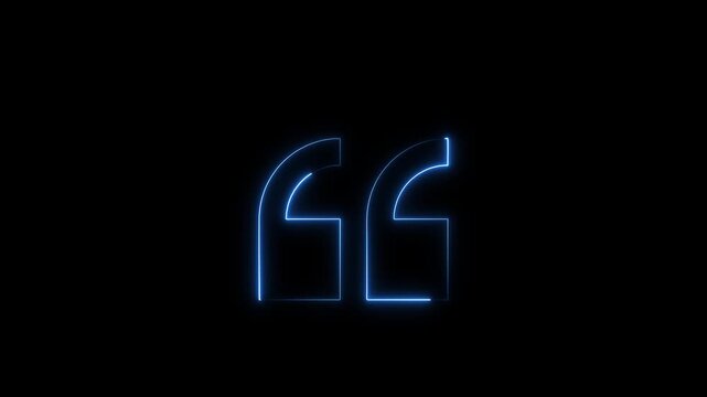 Blue Neon Quotation Mark Icon quote speech bubble