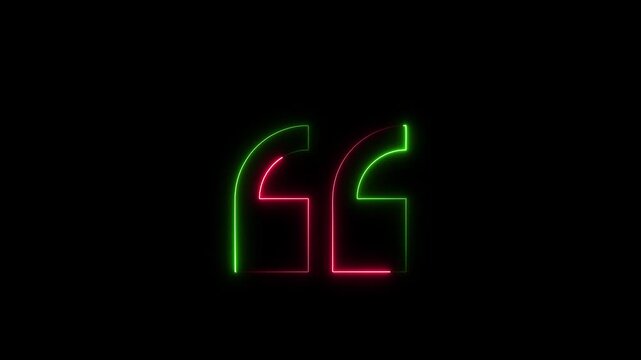 Red and Green Neon Quotation Mark Icon quote speech bubble