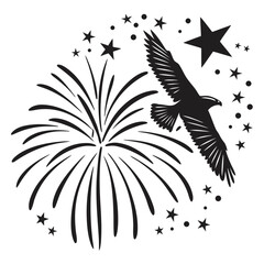 Firework starburst silhouette black fill white
