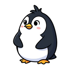 Obraz premium Cute penguin standing calmly facing forward on isolated pure transparent background