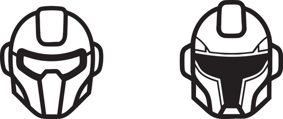 Outline Robot Head Icon Set on Transparent Background