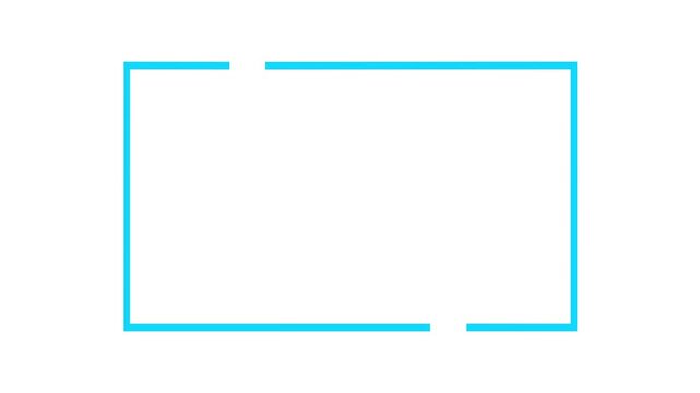 Animated blue square quote frame design for textual quotation, paraphrasing,