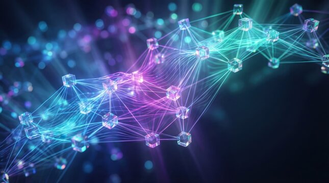 Stunning futuristic network with interconnected cubes conveying connection, innovation, and cutting-edge technology for a modern digital world