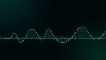 rhythmic. Green waveform pattern on dark minimalist background, abstract medical concept. STEM education sheets, lab safety posters, designed for STEM education and laboratory safety posters.