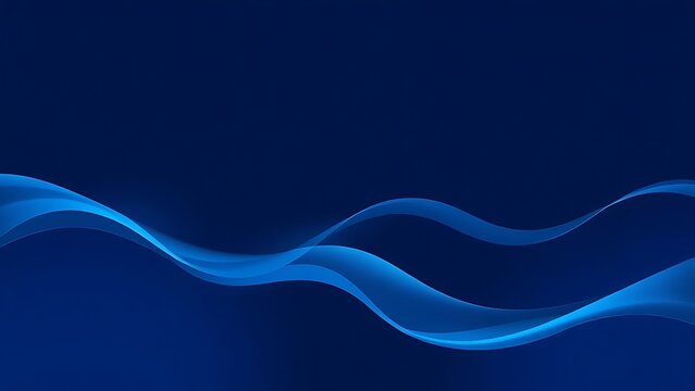 unanimity. Flowing wave patterns in deep blue with elegant curves and smooth gradients, minimalist aquatic scene. travel magazines, destination branding, designed for travel destination branding.