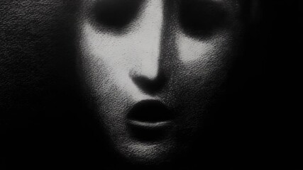Emotive abstract face illustration depicting sorrow and mystery in monochrome tones - Powered by Adobe