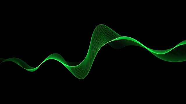 rhythmic. Green waveform pattern on dark minimalist background, abstract medical concept. STEM education sheets, lab safety posters, designed for STEM education and laboratory safety posters.