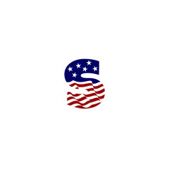 Obraz premium A bold American flag forming a unique letter monogram logo. Ideal for patriotic brands, US events, government-related projects, sports teams, and strong national identity designs.