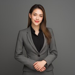 Professional businesswoman wearing gray blazer